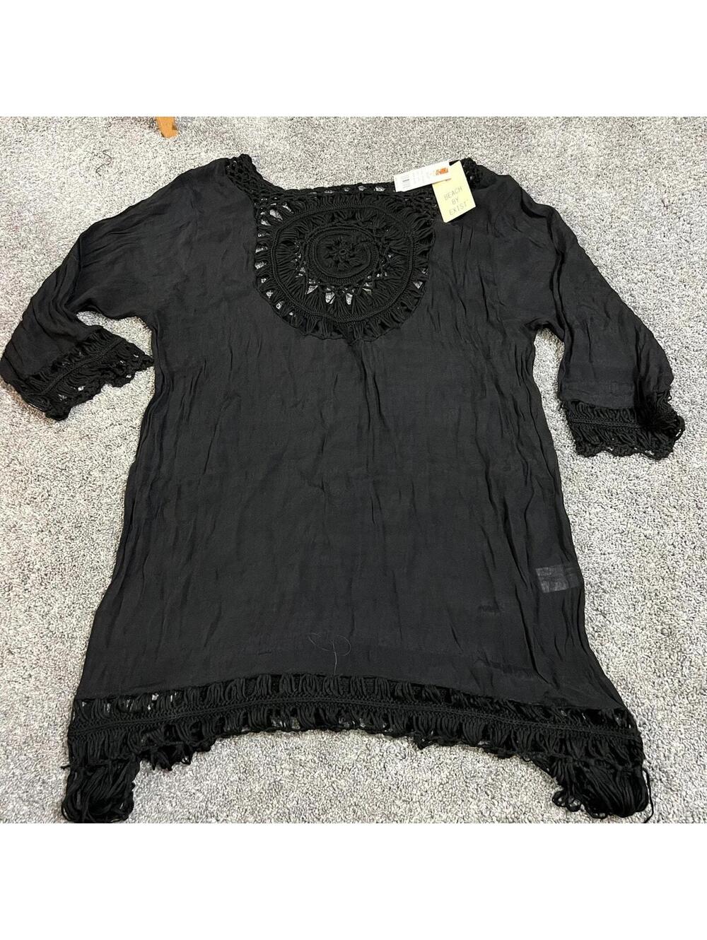 Beach By Exist Women's Black Beach Cover Up size Large NWT
